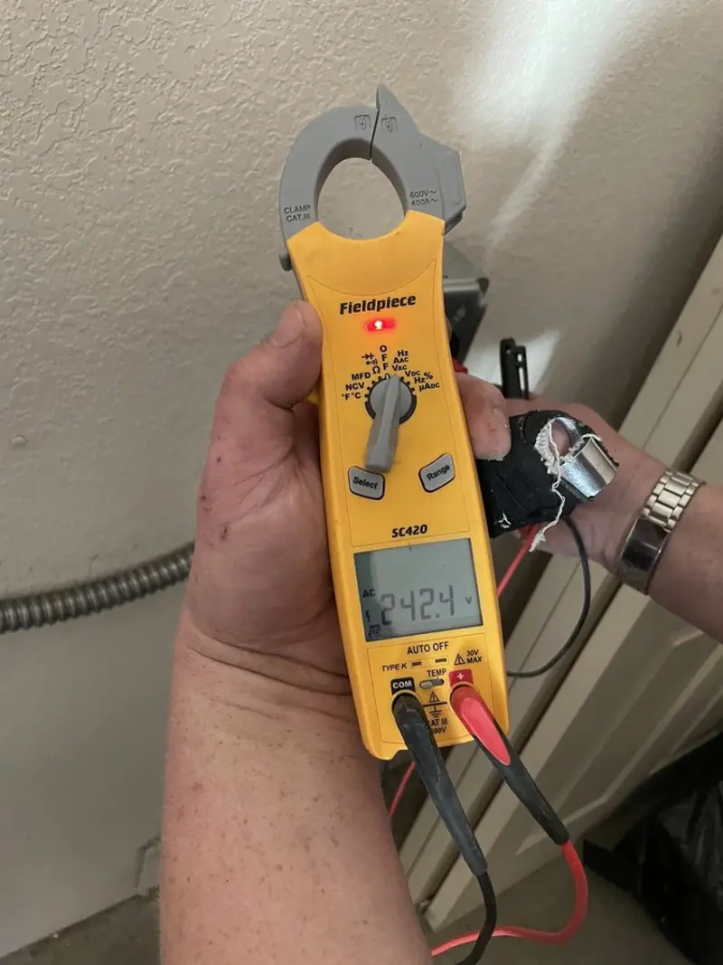Voltage testing with clamp meter during Generator Installation in Buies Creek